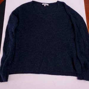 Madewell Women's Navy Blue V Neck Sweater Long Sleeve Wool Viscose Size Medium